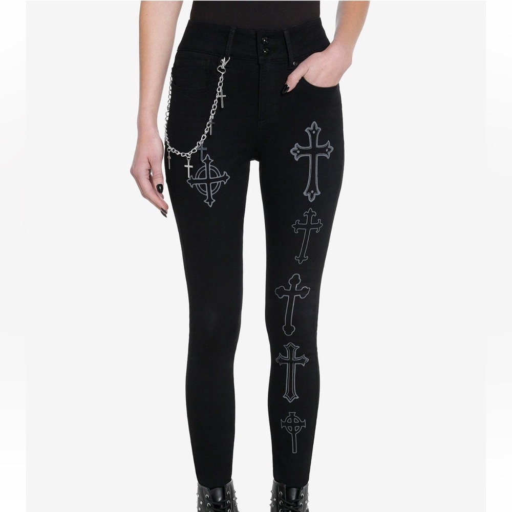 Social Collision Crosses‎ Side Chain Skinny Jeans Hot Topic